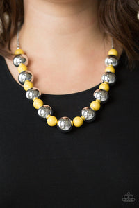 Top Pop- Yellow and Silver Necklace- Paparazzi Accessories