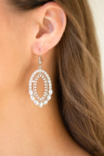 Load image into Gallery viewer, Trophy Shimmer- White and Silver Earrings- Paparazzi Accessories
