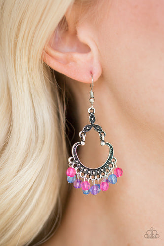 Babe Alert- Multicolored Silver Earrings- Paparazzi Accessories