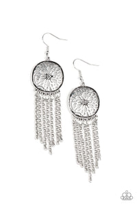 Blissfully Botanical- Silver Earrings- Paparazzi Accessories