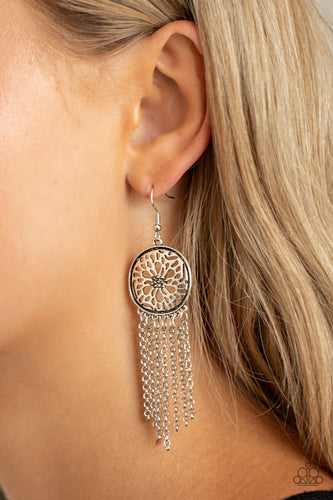 Blissfully Botanical- Silver Earrings- Paparazzi Accessories