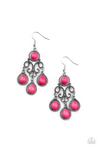 Canyon Chandelier- Pink and Silver Earrings- Paparazzi Accessories