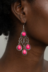 Canyon Chandelier- Pink and Silver Earrings- Paparazzi Accessories