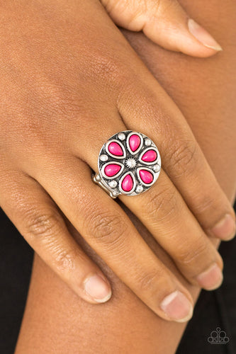 Color Me Calla Lily- Pink and Silver Ring- Paparazzi Accessories