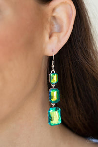 Cosmic Red Carpet- Green and Silver Earrings- Paparazzi Accessories