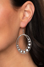 Load image into Gallery viewer, Crescent Cove- White and Silver Earrings- Paparazzi Accessories