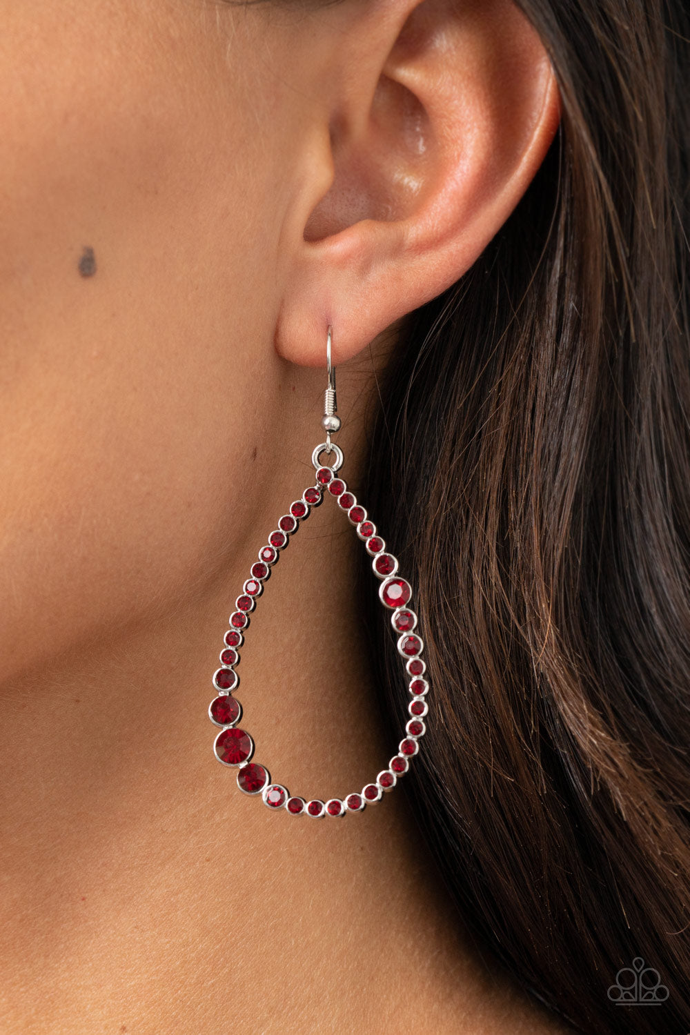 Diva Dimension- Red and Silver Earrings- Paparazzi Accessories