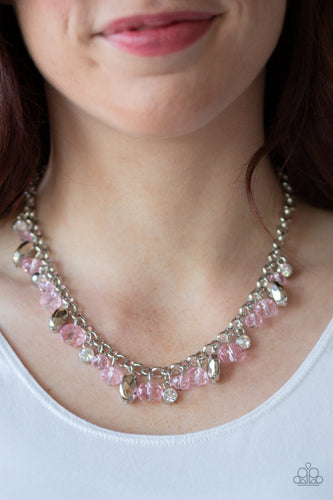 Downstage Dazzle- Pink and Silver Necklace- Paparazzi Accessories