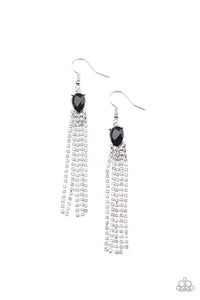 Drop-Dead Dainty- Black and Silver Earrings- Paparazzi Accessories