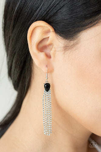 Drop-Dead Dainty- Black and Silver Earrings- Paparazzi Accessories