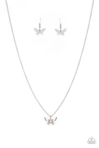 Flutter Love- Multicolored Silver Necklace- Paparazzi Accessories