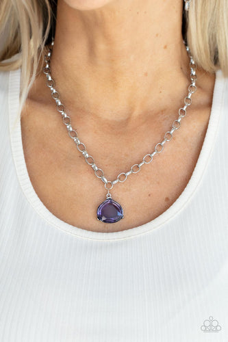 Gallery Gem- Purple and Silver Necklace- Paparazzi Accessories