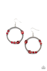 Glamorous Garland- Red and Silver Earrings- Paparazzi Accessories