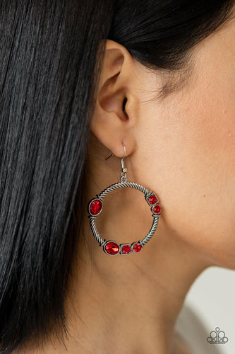 Glamorous Garland- Red and Silver Earrings- Paparazzi Accessories