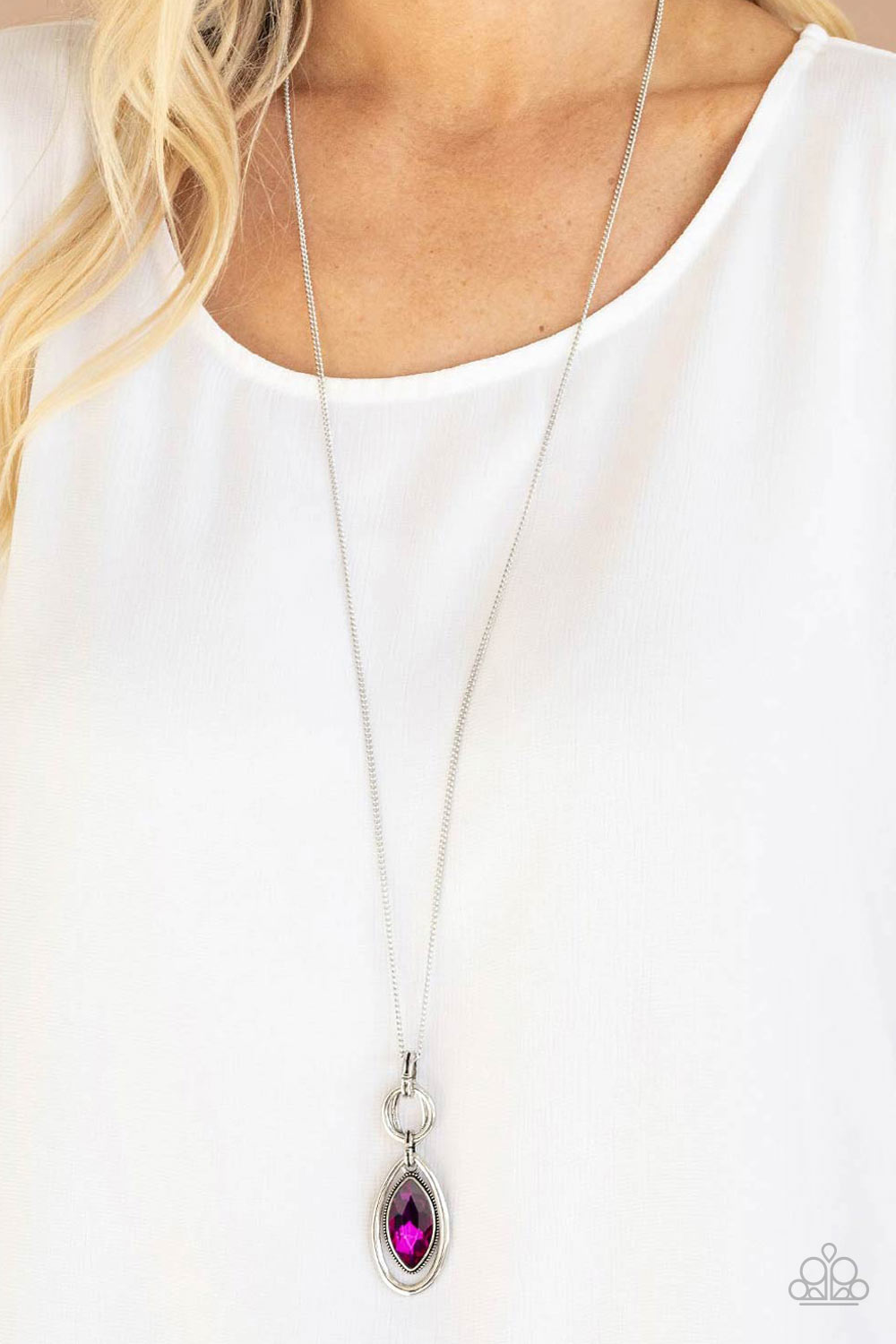 Glamorously Glaring- Pink and Silver Necklace- Paparazzi Accessories