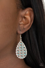 Load image into Gallery viewer, Glorious Gardens- Blue and Silver Earrings- Paparazzi Accessories