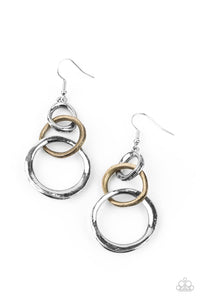 Harmoniously Handcrafted- Brass and Silver Earrings- Paparazzi Accessories