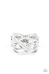 High Rollin-White and Silver Ring- Paparazzi Accessories