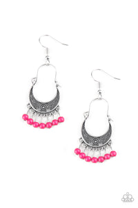 Hopelessly Houston- Pink and Silver Earrings- Paparazzi Accessories