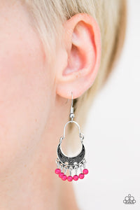 Hopelessly Houston- Pink and Silver Earrings- Paparazzi Accessories