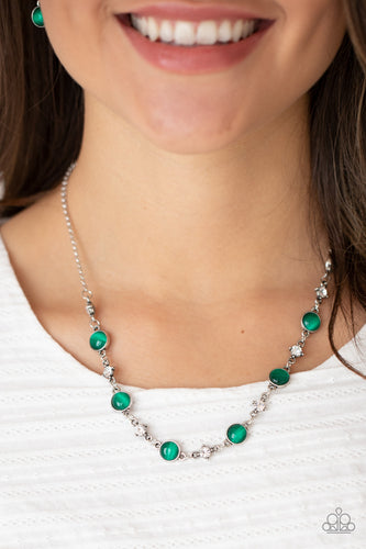 Inner Illumination- Green and Silver Necklace- Paparazzi Accessories