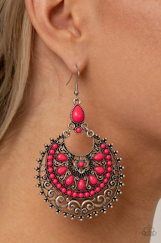 Laguna Leisure- Pink and Silver Earrings- Paparazzi Accessories