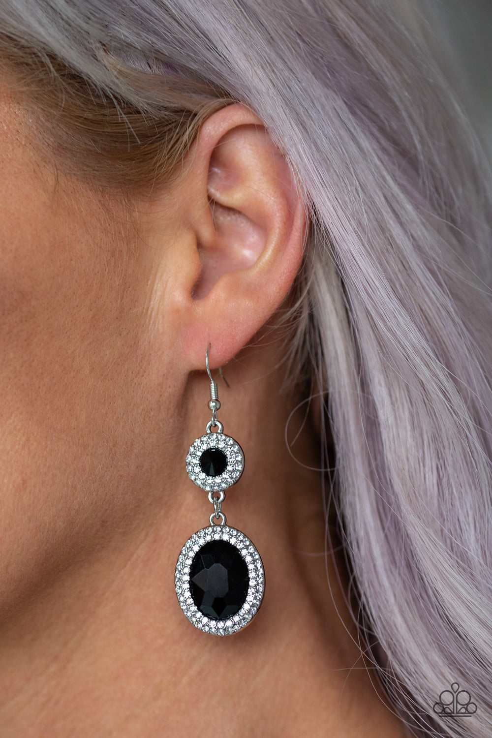 Let It BEDAZZLE- Black and Silver Earrings- Paparazzi Accessories