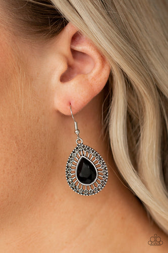Limo Service- Black and Silver Earrings- Paparazzi Accessories