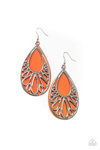 Loud and Proud- Orange and Silver Earrings- Paparazzi Accessories