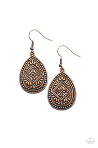 Mayan Mecca- Copper Earrings- Paparazzi Accessories