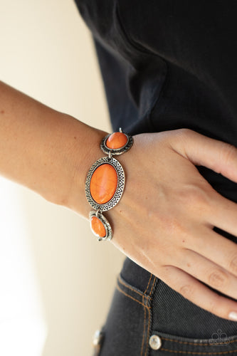 MESA Time Zone- Orange and Silver Bracelet- Paparazzi Accessories