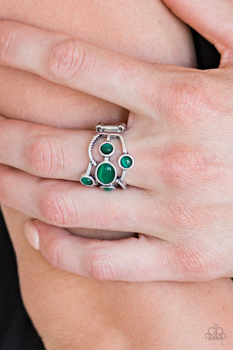 Moon Mood- Green and Silver Ring- Paparazzi Accessories