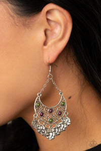 Musical Murals- Multicolored Silver Earrings- Paparazzi Accessories