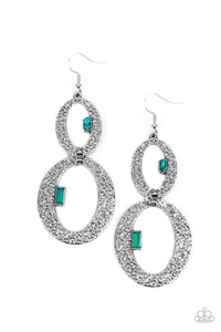 OVAL and OVAL Again- Green and Silver Earrings- Paparazzi Accessories