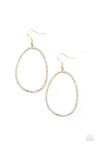 OVAL-ruled!- White and Gold Earrings Paparazzi Accessories