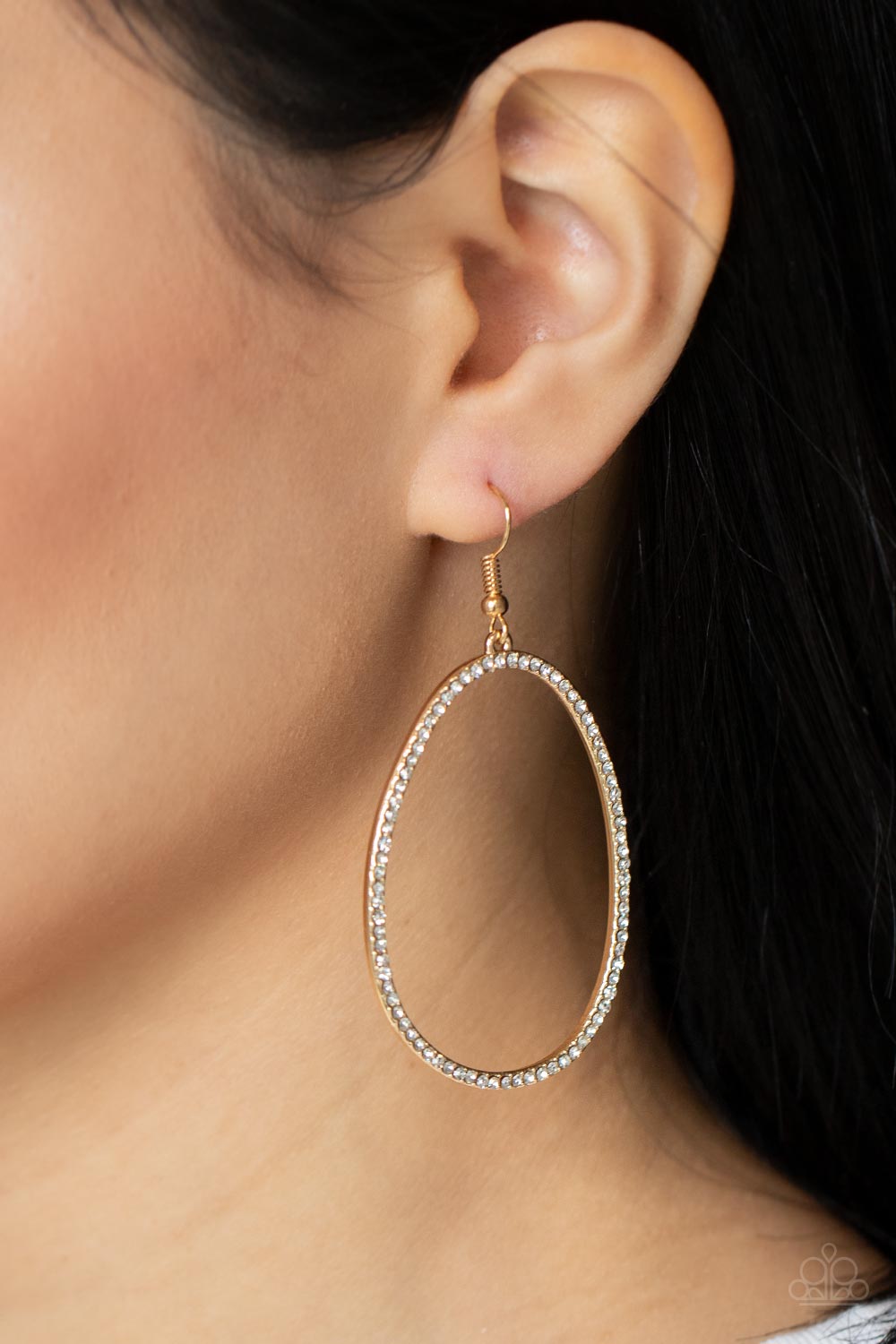 OVAL-ruled!- White and Gold Earrings Paparazzi Accessories