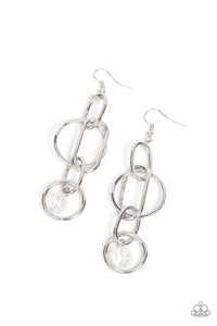 Park Avenue Princess- White and Silver Earrings- Paparazzi Accessories