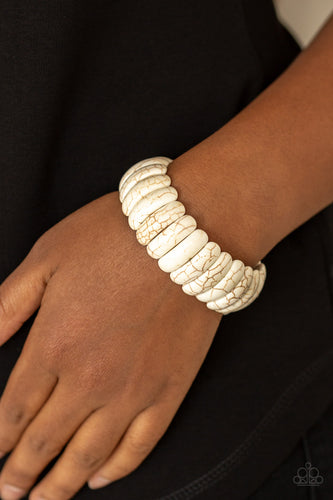 Peacefully Primal- White Bracelet- Paparazzi Accessories