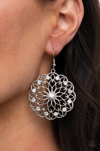 Posy Proposal- White and Silver Earrings- Paparazzi Accessories