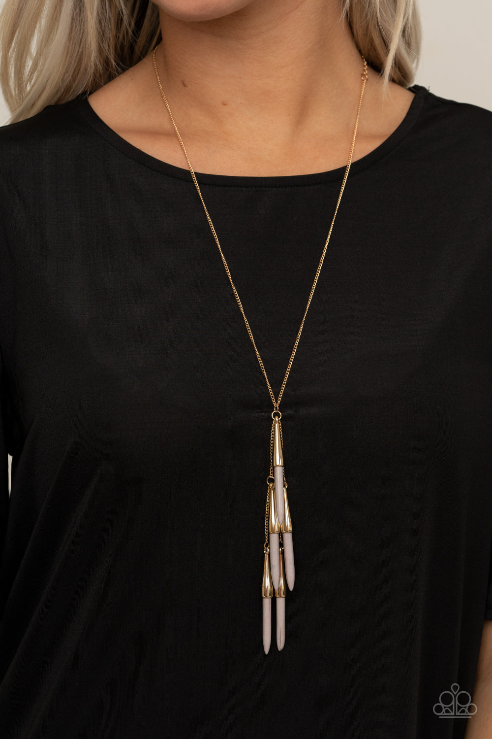 PRIMITIVE and Proper- Gray and Gold Necklace- Paparazzi Accessories
