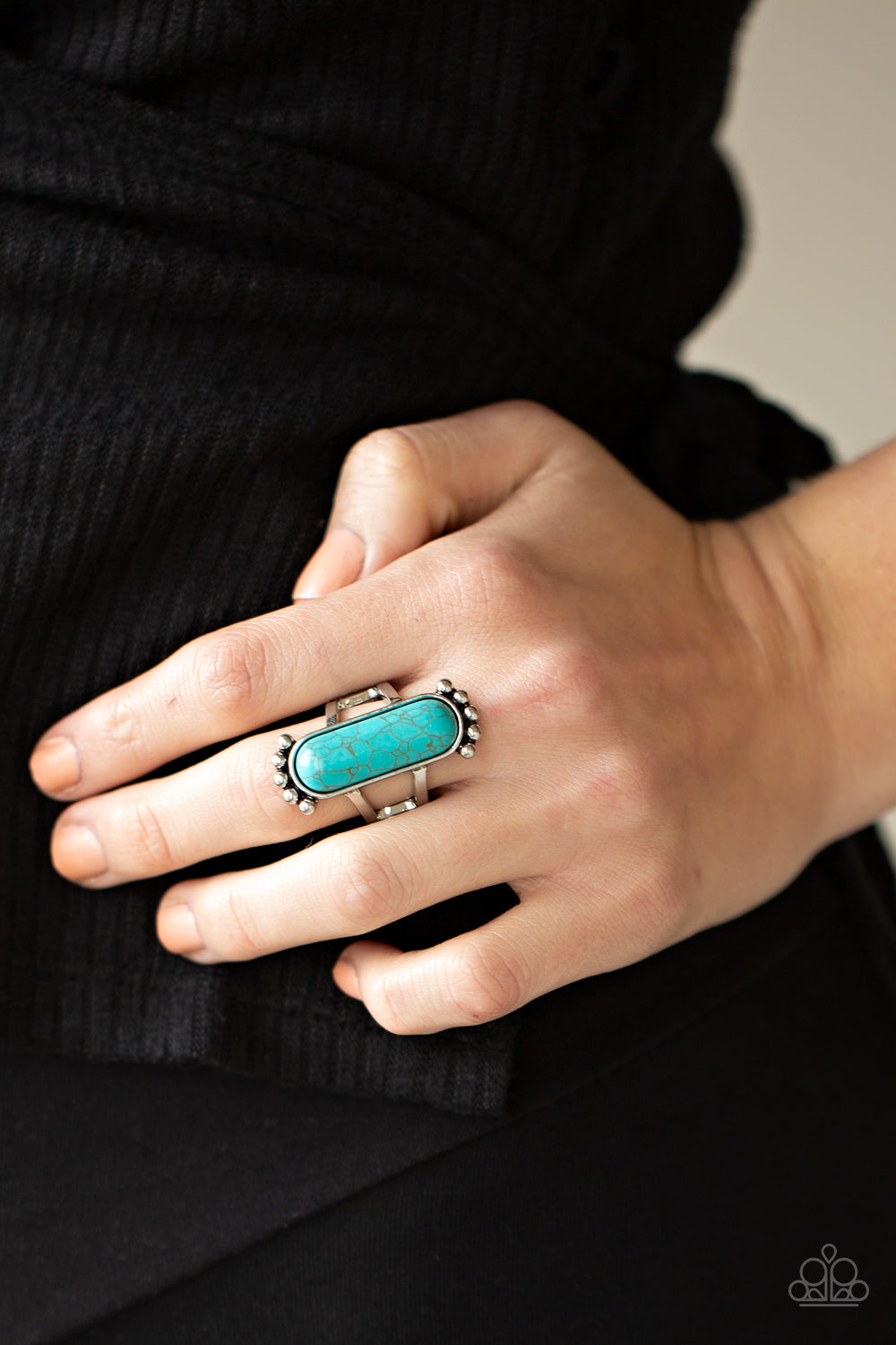 Ranch Relic- Blue and Silver Ring- Paparazzi Accessories