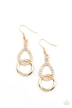 Load image into Gallery viewer, Red Carpet Couture- White and Gold Earrings- Paparazzi Accessories