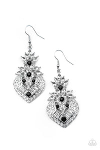 Royal Hustle- Black and Silver Earrings- Paparazzi Accessories