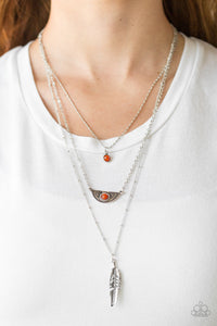 Sahara Sparrow- Orange and Silver Necklace- Paparazzi Accessories