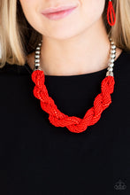 Load image into Gallery viewer, Savannah Surfin- Red and Silver Necklace- Paparazzi Accessories