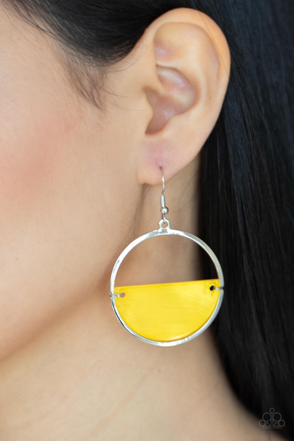 Seashore Vibes- Yellow and Silver Earrings- Paparazzi Accessories