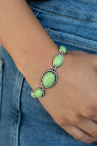 Serene Stonework- Green and Silver Bracelet- Paparazzi Accessories