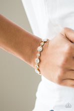 Load image into Gallery viewer, Starstruck Sparkle- White and Gold Bracelet- Paparazzi Accessories
