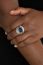 Load image into Gallery viewer, Stepping Up The Glam- Blue and Silver Ring- Paparazzi Accessories