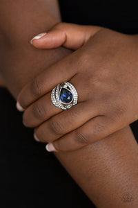 Stepping Up The Glam- Blue and Silver Ring- Paparazzi Accessories
